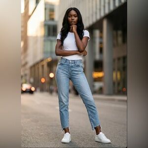 Moussy Vintage Blossom Mid-Rise Jeans in Classic Blue